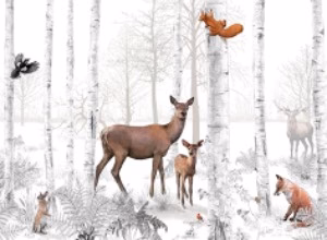 Papier peint animaux en forêt Marron